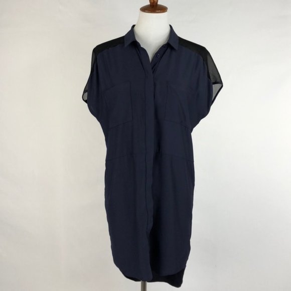 silence + noise Dresses & Skirts - UO Silence + Noise Navy & Black Hi / Low Dress